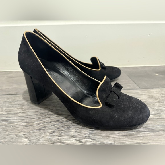 Louis Vuitton black Suede uniform collection heels size 36.5 women - Picture 2 of 8
